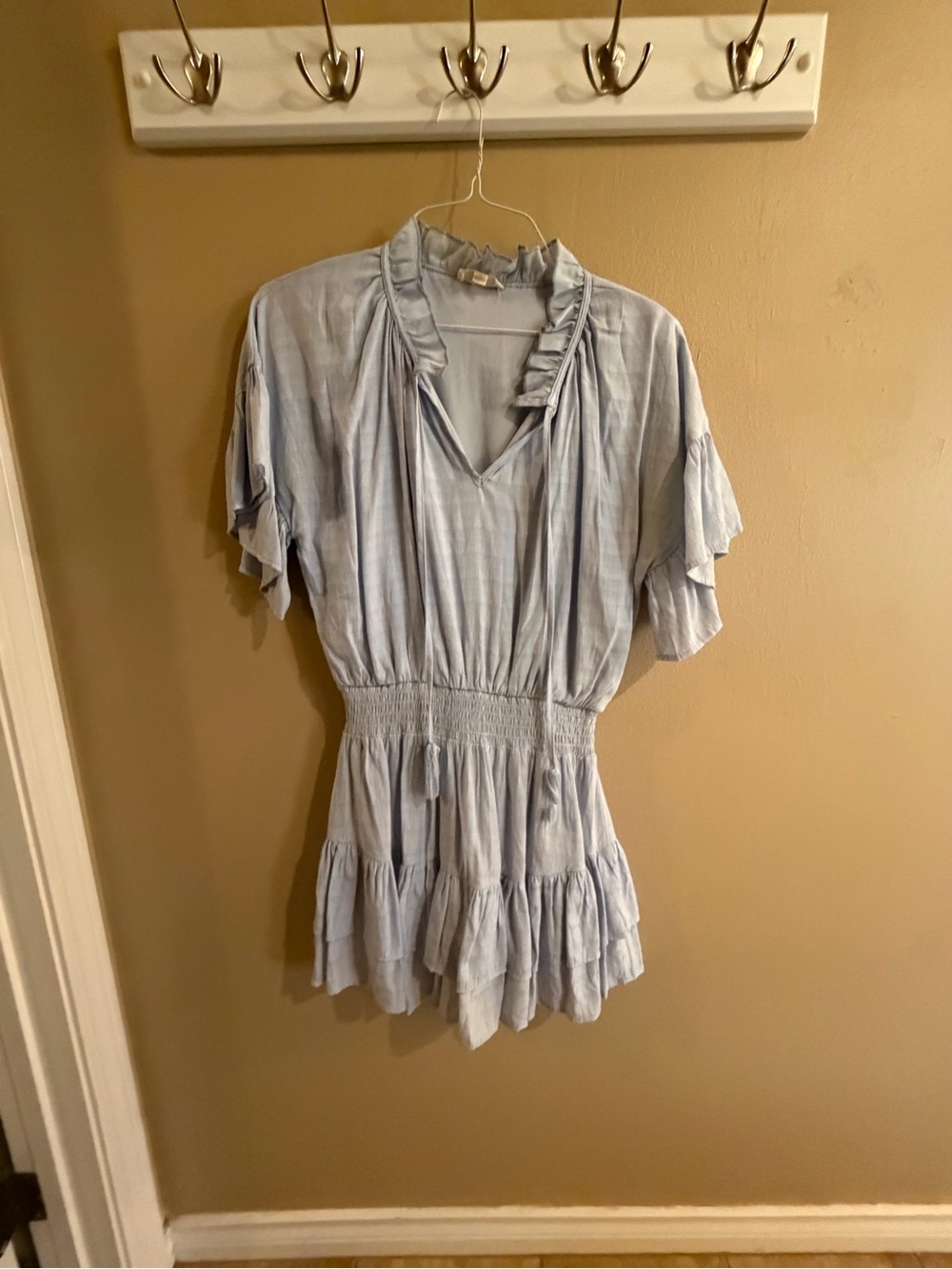 entro Light Blue Ruffle Tiered Tunic